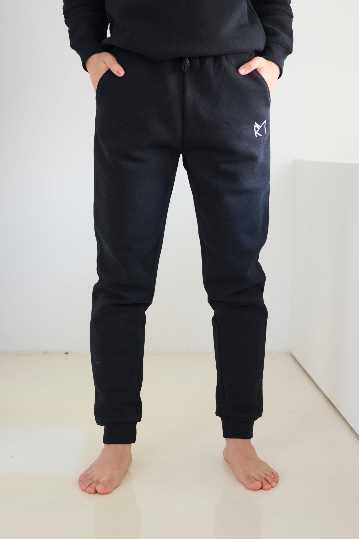 Two Piece Lounge Set. Hooded Sweatshirt and Jogger - Black
