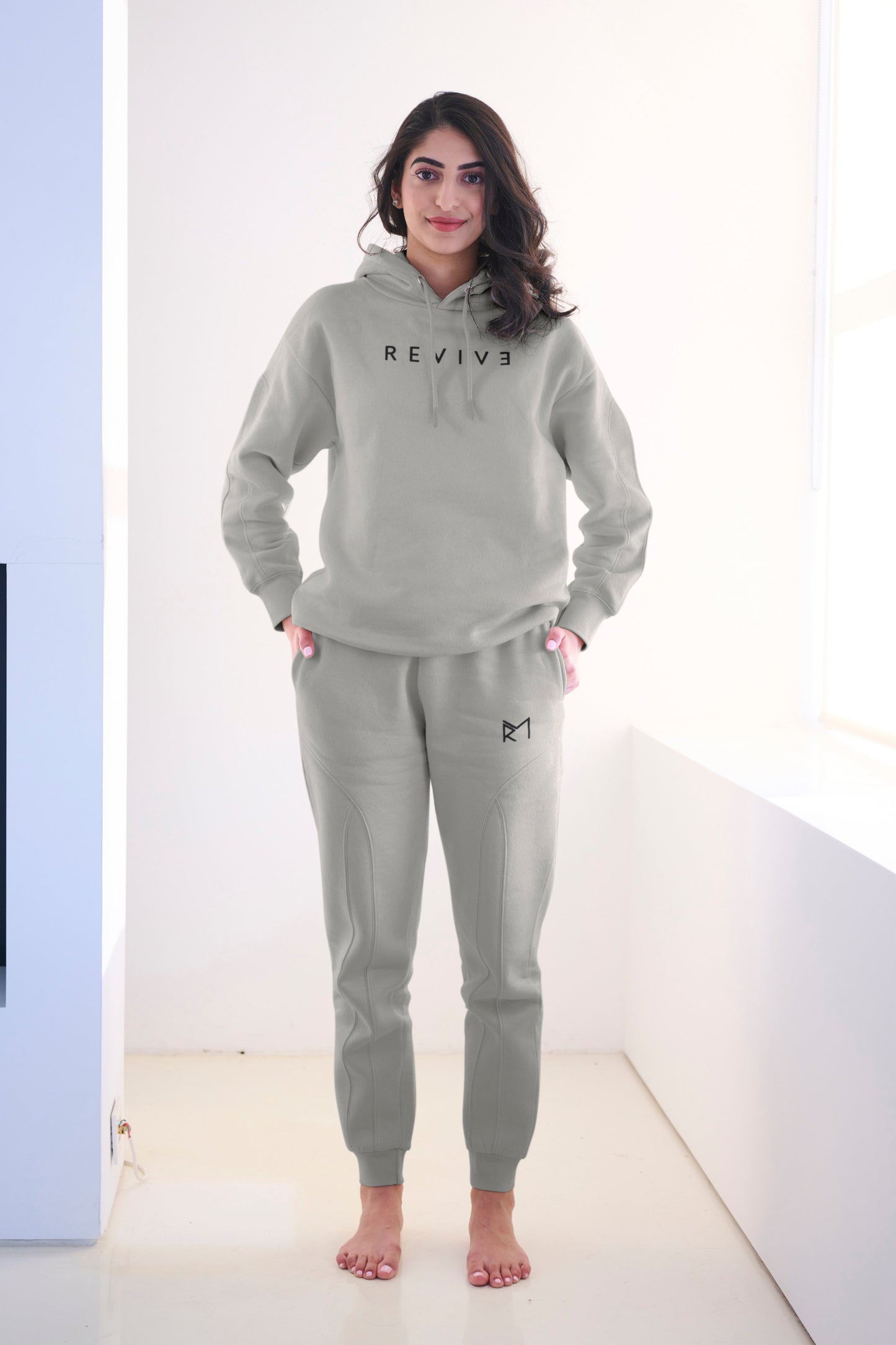 Two Piece Lounge Set. Oversized Hoodie and Jogger - Grey Heather