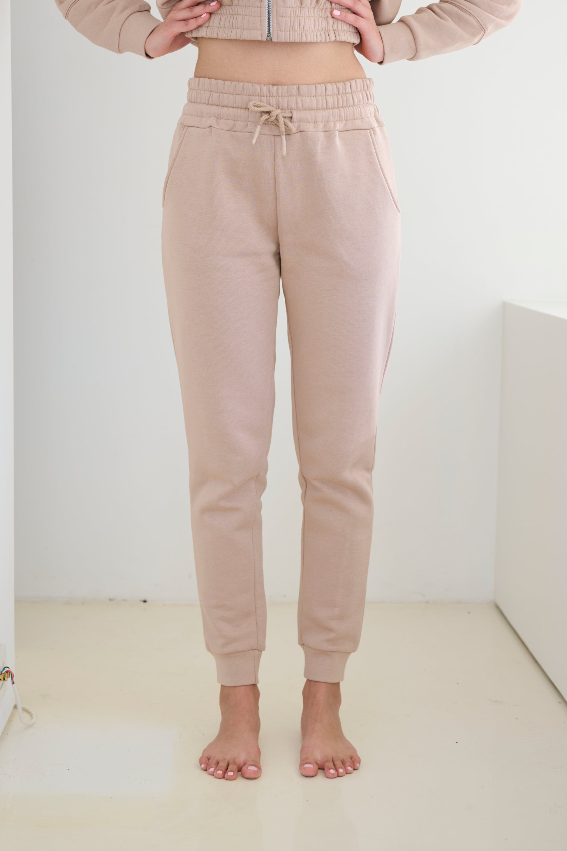 High-waisted joggers - Light pink - Ladies